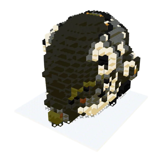 The helmet rebuilt in bricks